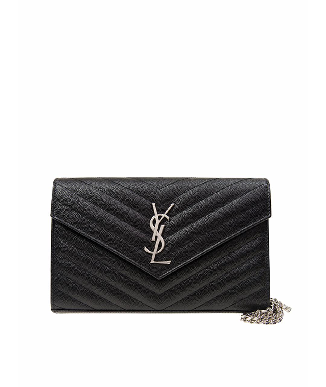 SAINT LAURENT Черная кожаная сумка через плечо, фото 1