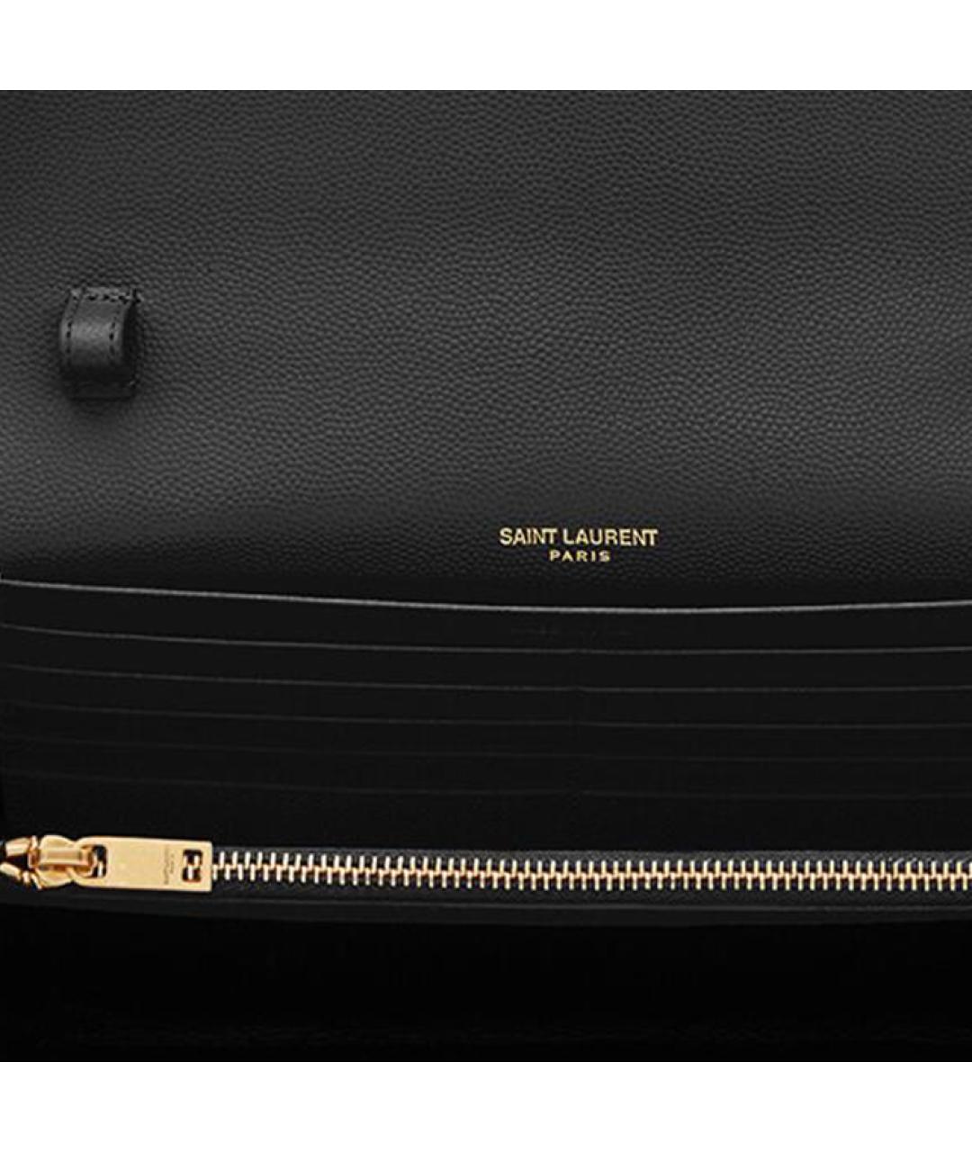 SAINT LAURENT Черная кожаная сумка через плечо, фото 3