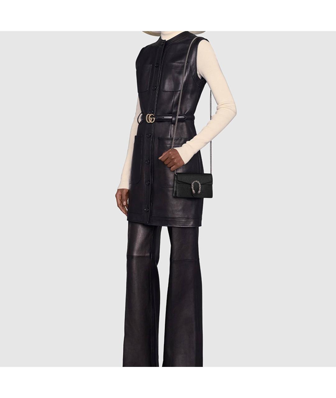 GUCCI Черная кожаная сумка через плечо, фото 8