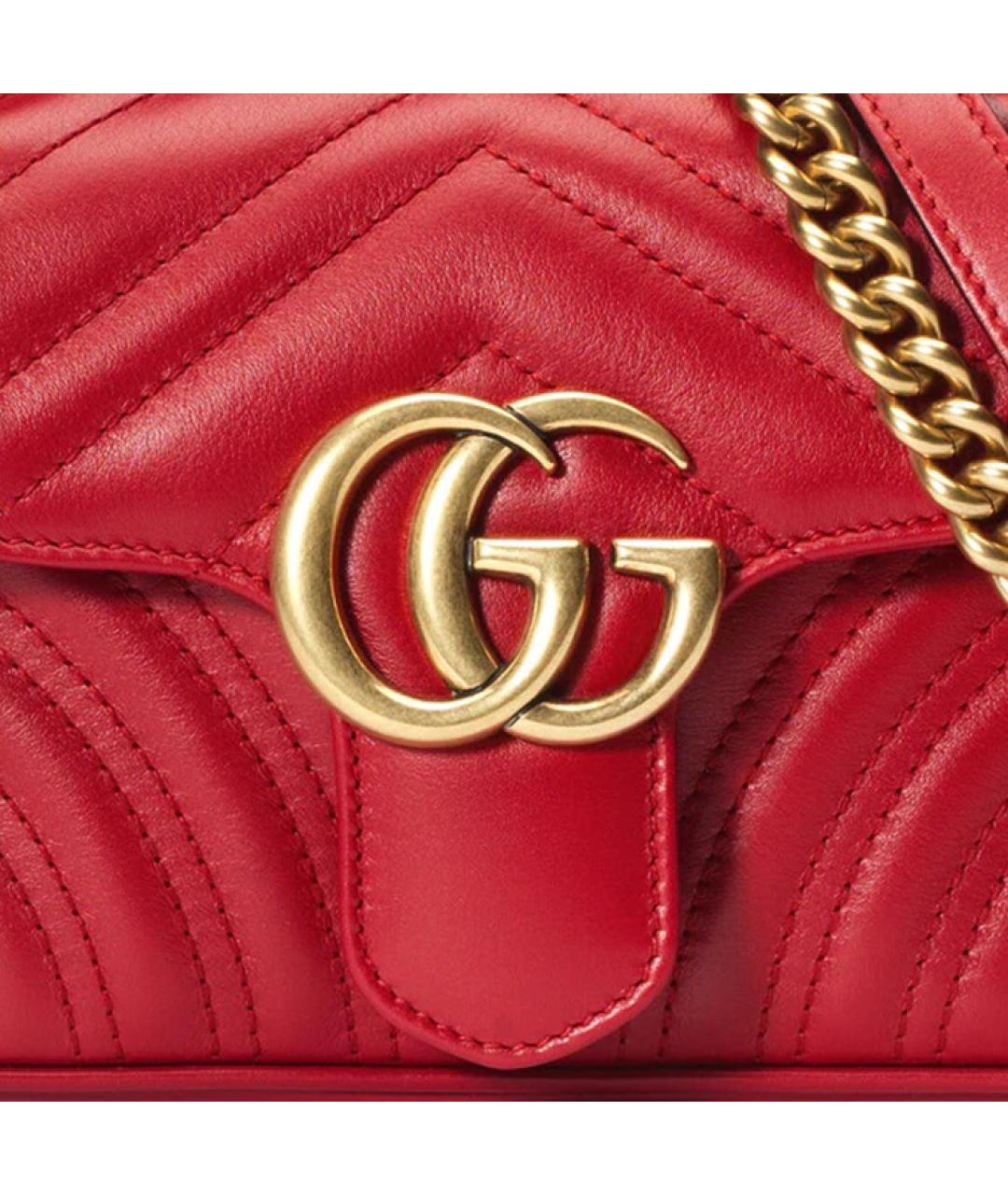 GUCCI Красная кожаная сумка через плечо, фото 7