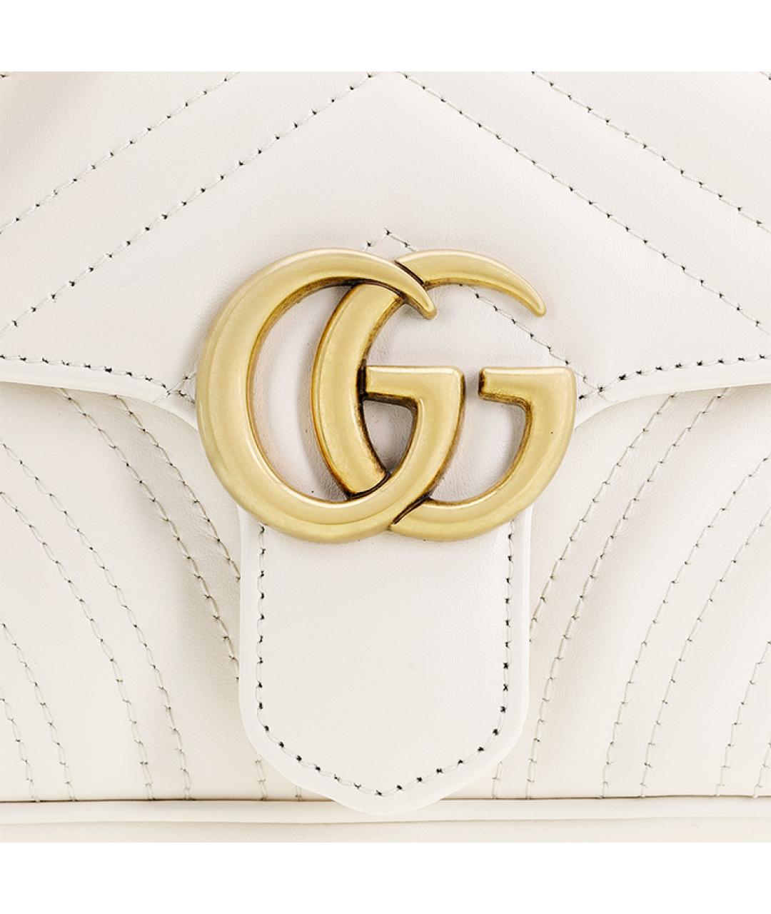 GUCCI Белая кожаная сумка через плечо, фото 6
