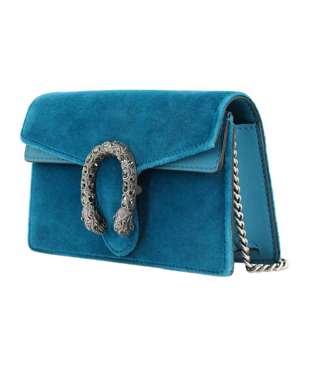 GUCCI Бирюзовая бархатная сумка через плечо, фото 4