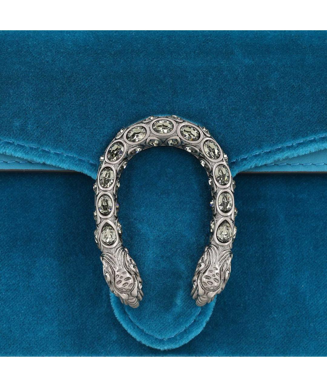 GUCCI Бирюзовая бархатная сумка через плечо, фото 3