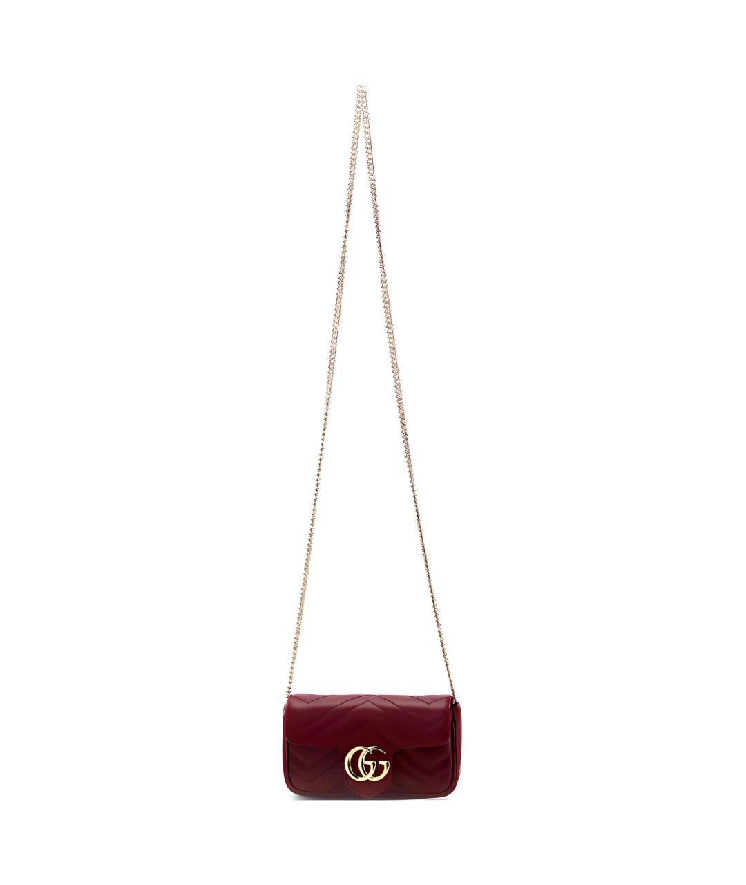 GUCCI Бордовая кожаная сумка через плечо, фото 1