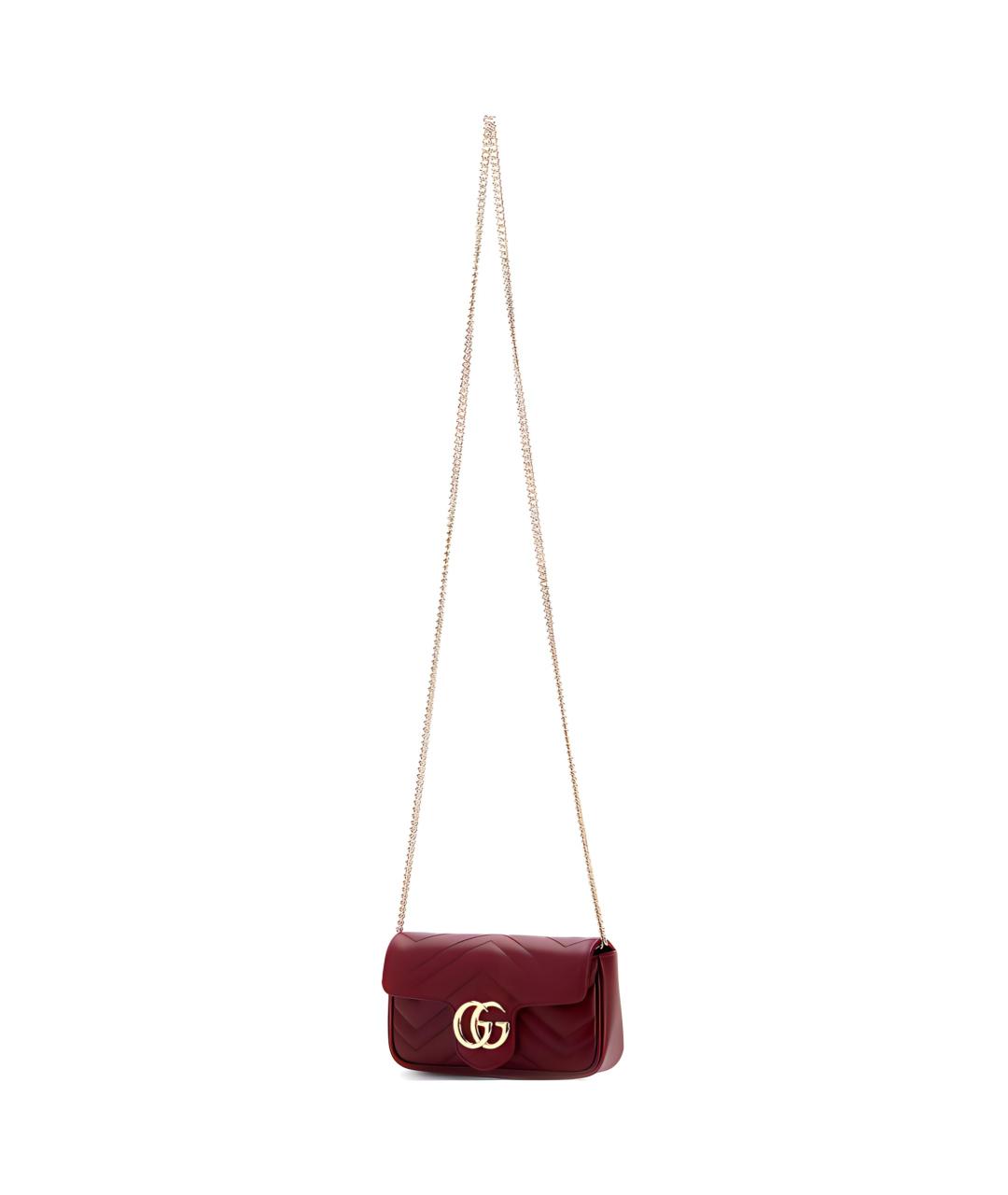 GUCCI Бордовая кожаная сумка через плечо, фото 3