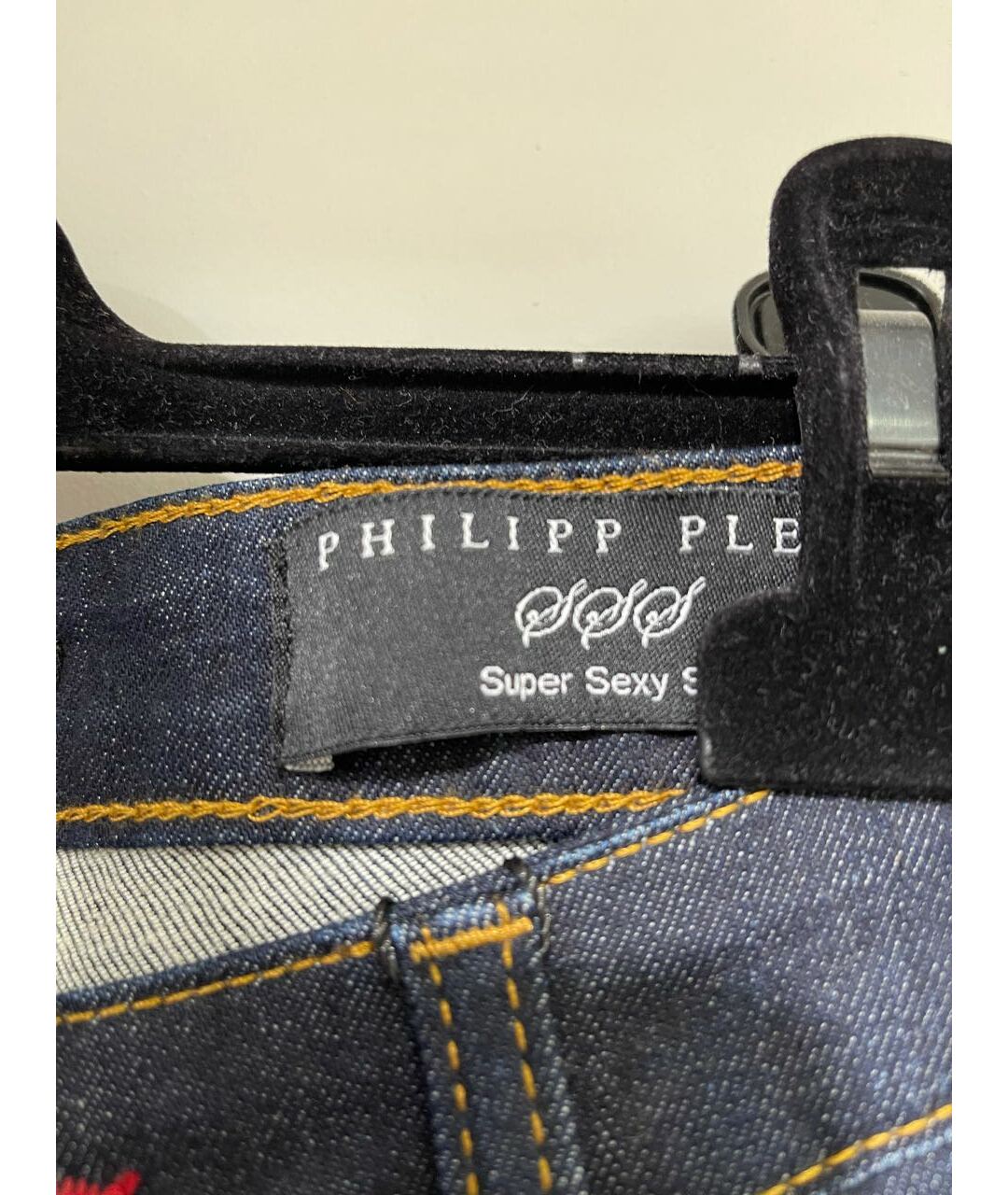 PHILIPP PLEIN Темно-синие хлопковые джинсы слим, фото 4
