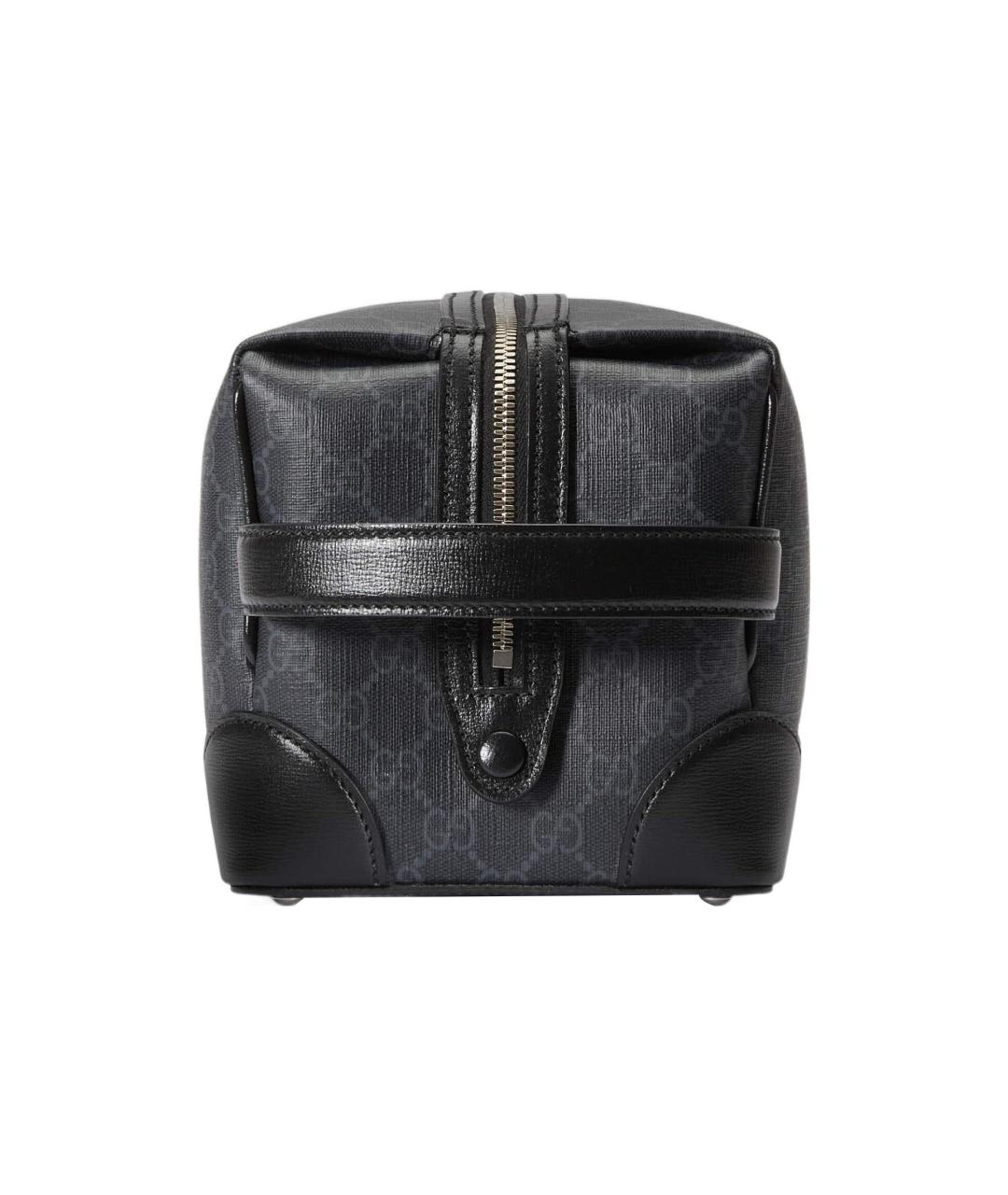 GUCCI Антрацитовая кожаная косметичка, фото 4