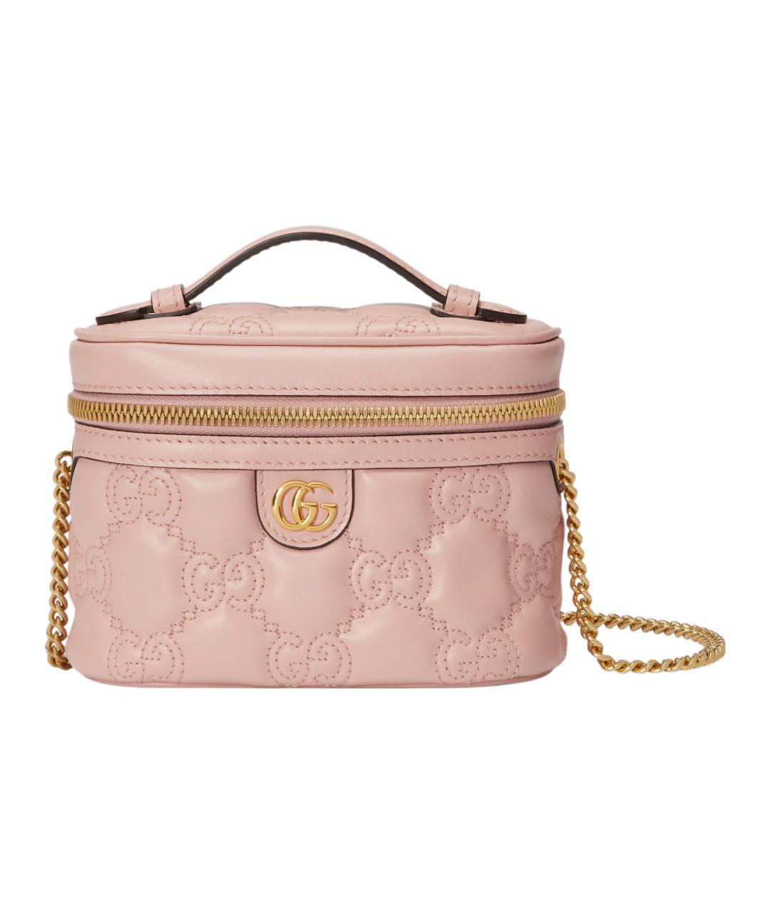 GUCCI Розовая кожаная сумка с короткими ручками, фото 1