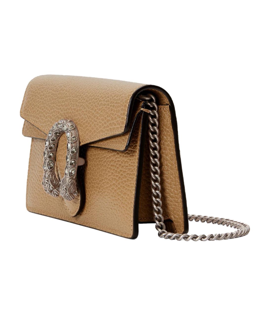 GUCCI Бежевая кожаная сумка через плечо, фото 2