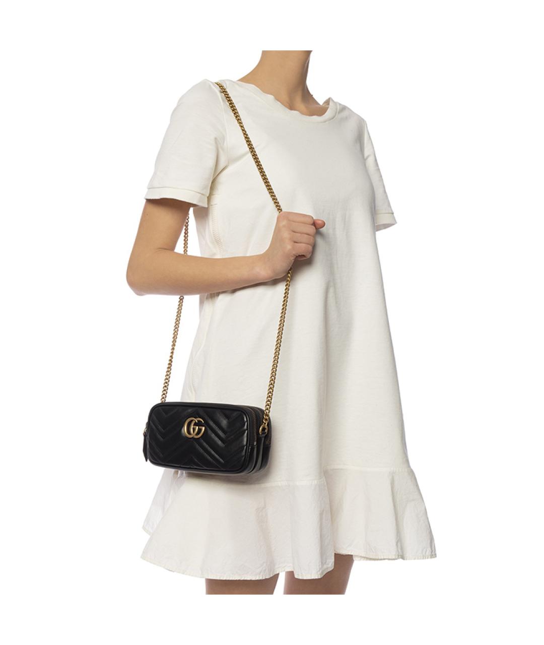 GUCCI Черная кожаная сумка через плечо, фото 7