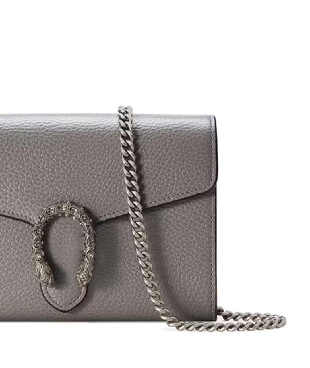 GUCCI Серая кожаная сумка через плечо, фото 8