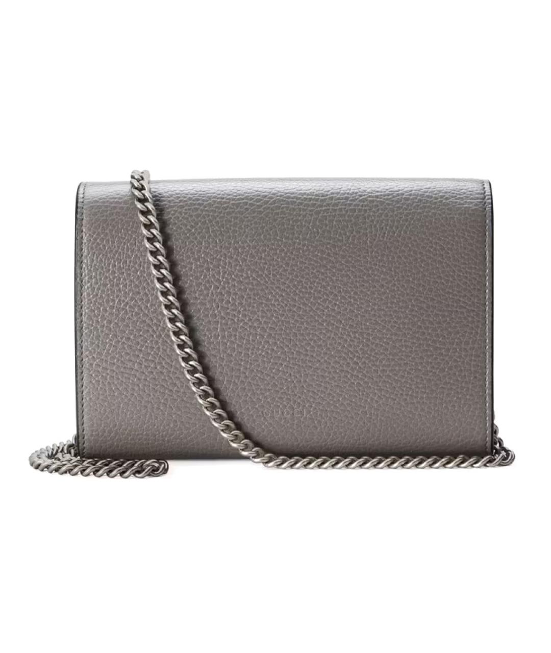 GUCCI Серая кожаная сумка через плечо, фото 3