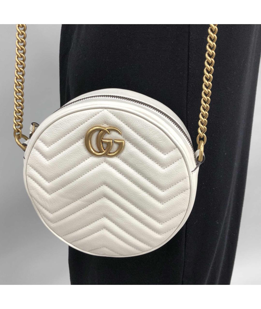GUCCI Белая кожаная сумка через плечо, фото 6