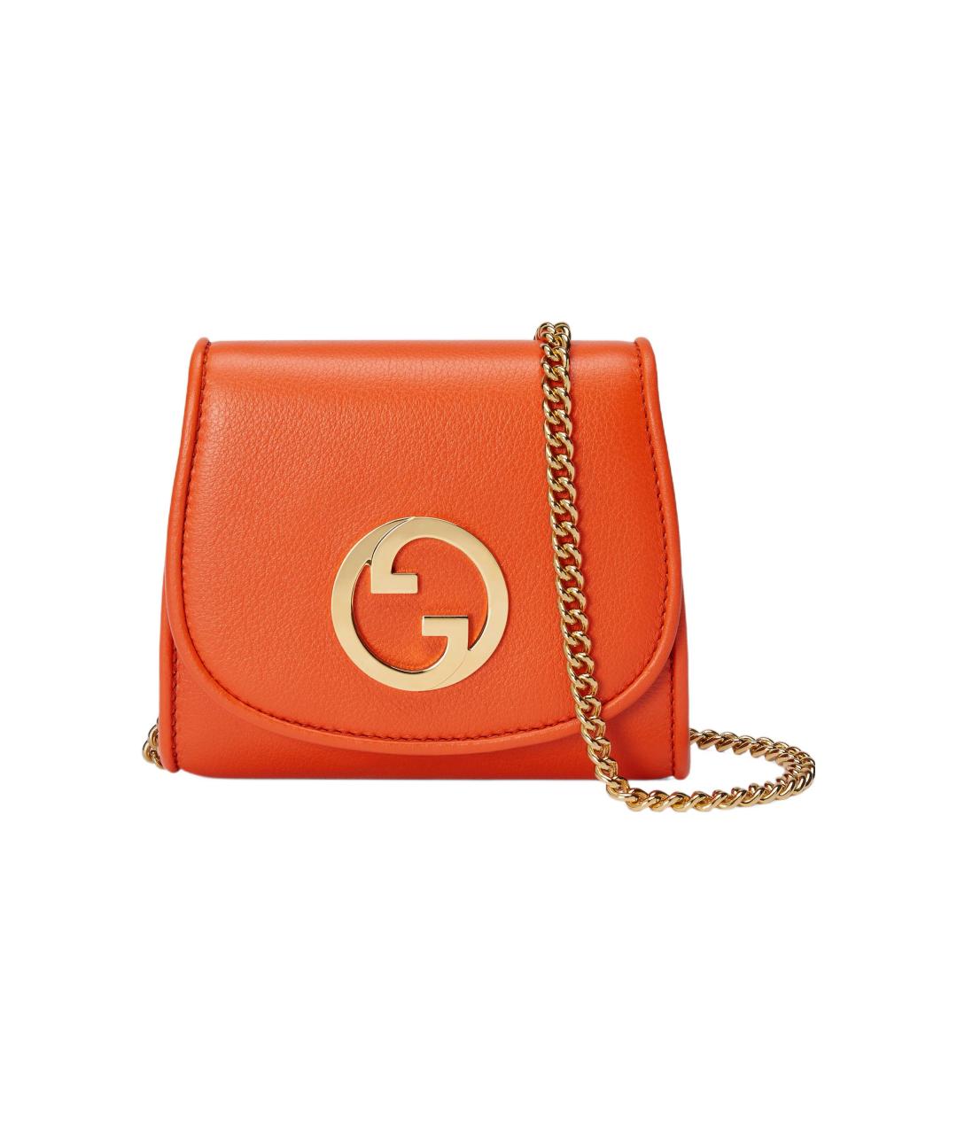 GUCCI Оранжевый кожаный кардхолдер, фото 1