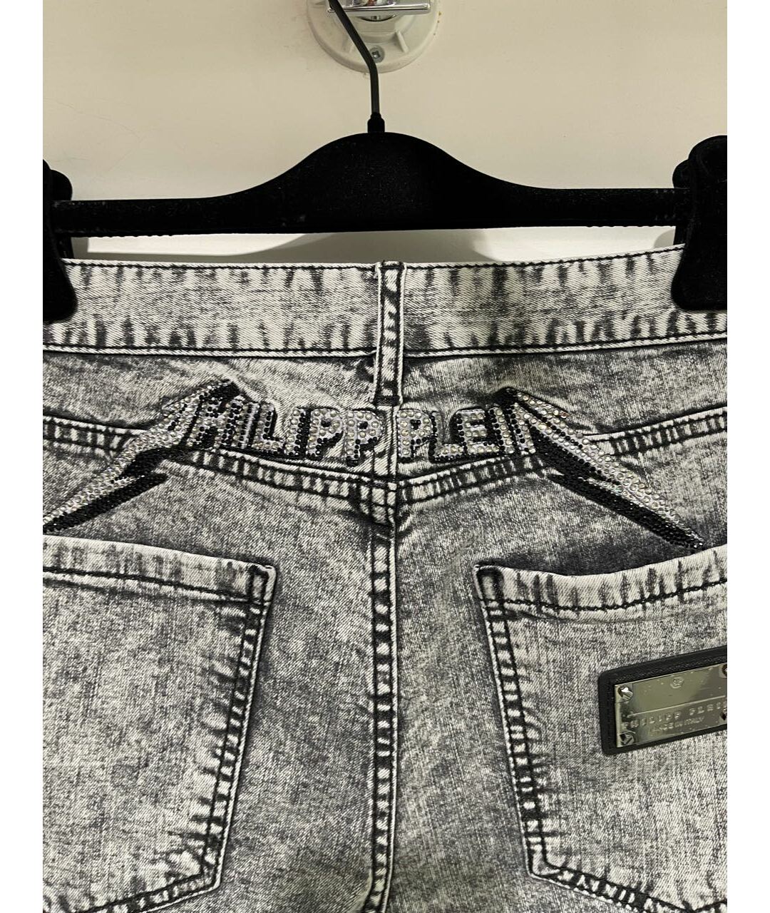 PHILIPP PLEIN Серые хлопко-эластановые джинсы слим, фото 7