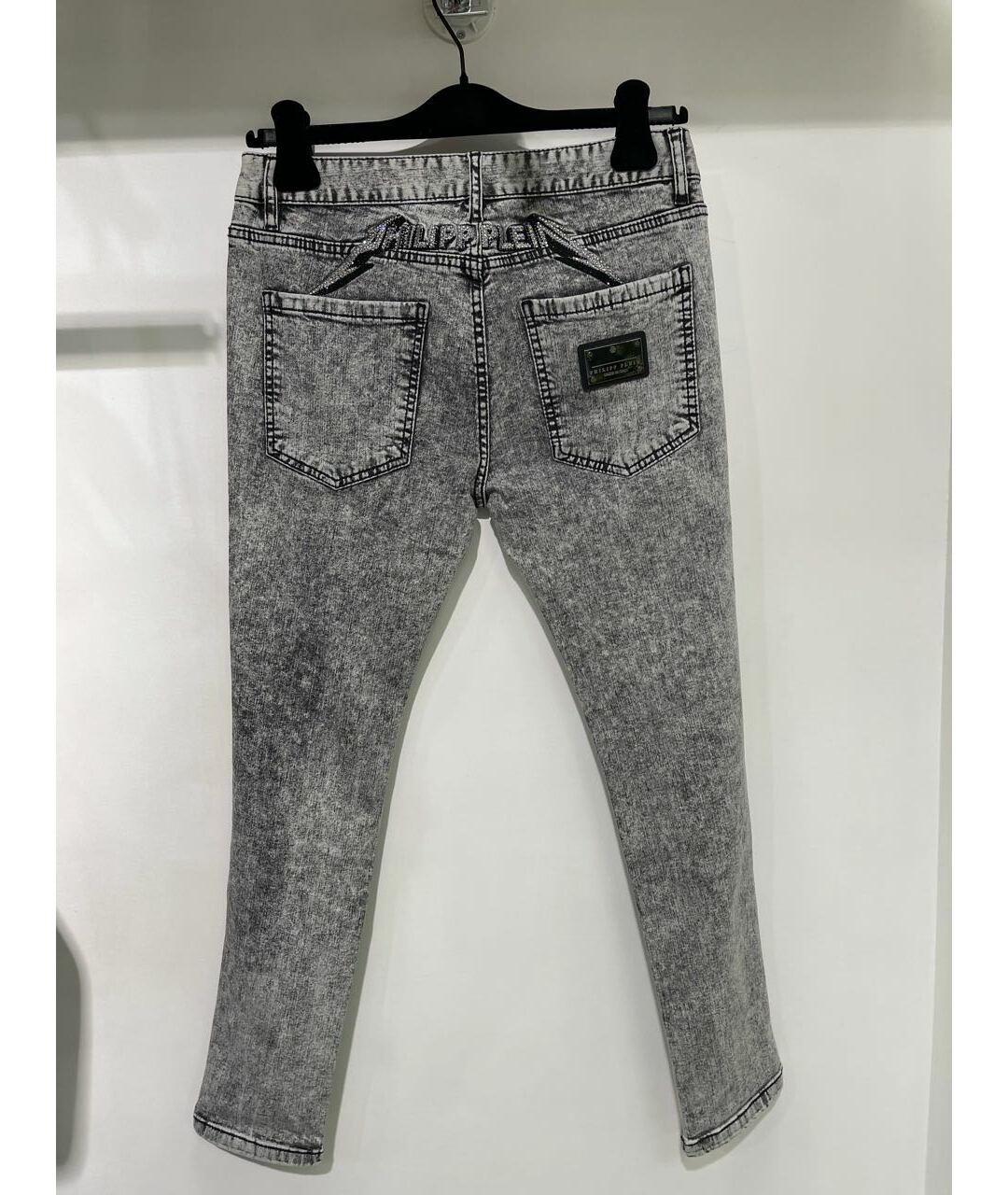 PHILIPP PLEIN Серые хлопко-эластановые джинсы слим, фото 5