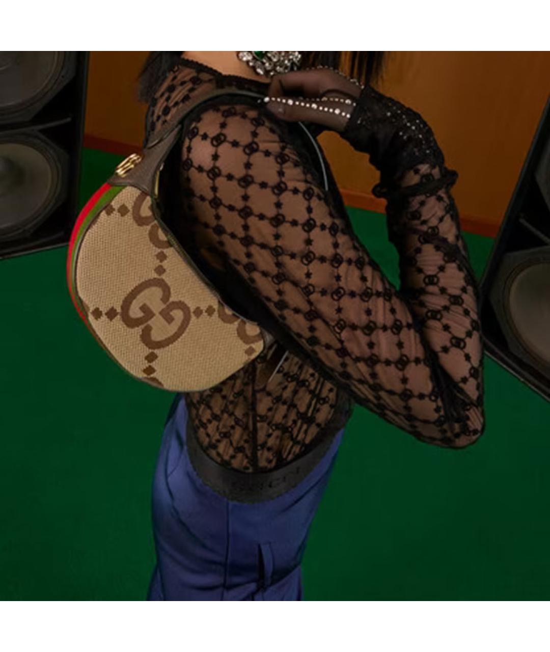 GUCCI Коричневая тканевая сумка через плечо, фото 9