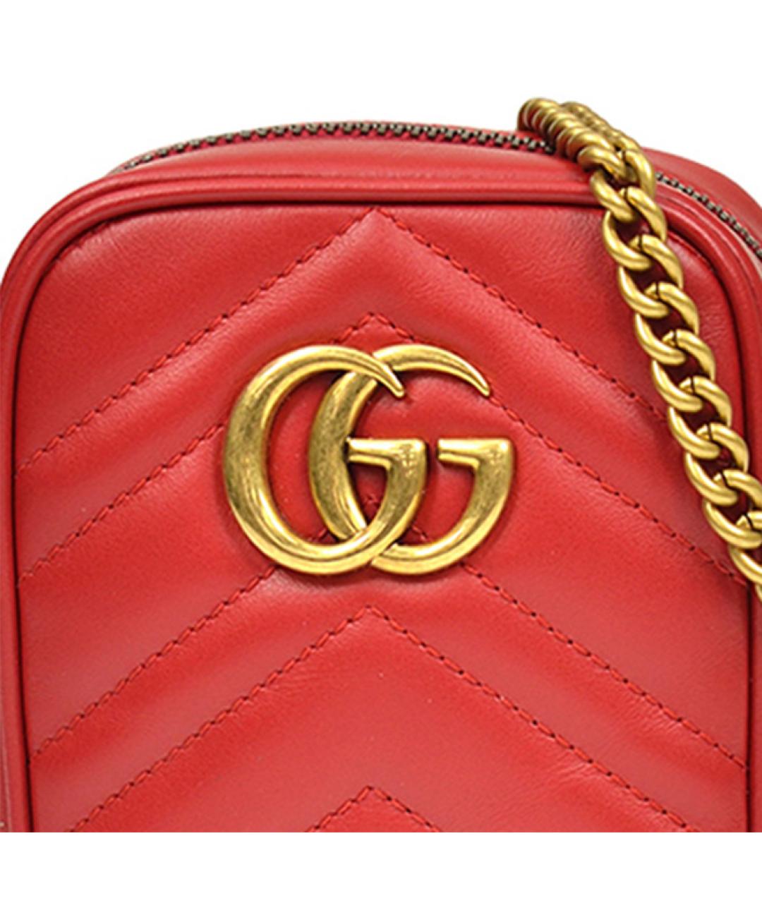 GUCCI Красная кожаная сумка через плечо, фото 5