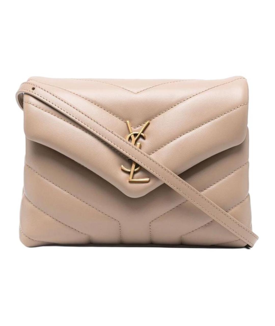 SAINT LAURENT Бежевая кожаная сумка через плечо, фото 1
