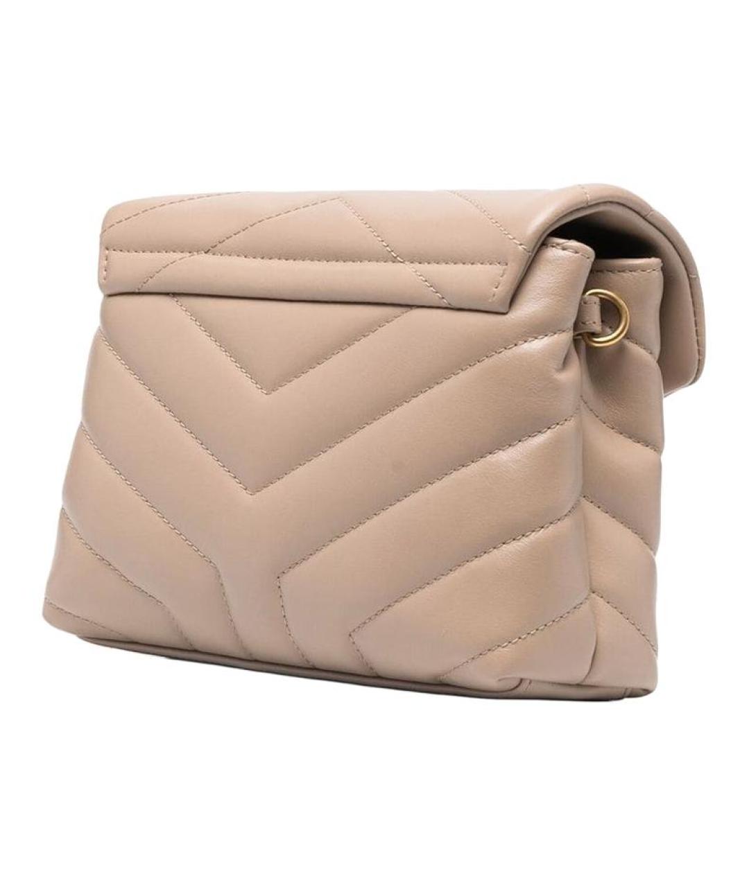 SAINT LAURENT Бежевая кожаная сумка через плечо, фото 2