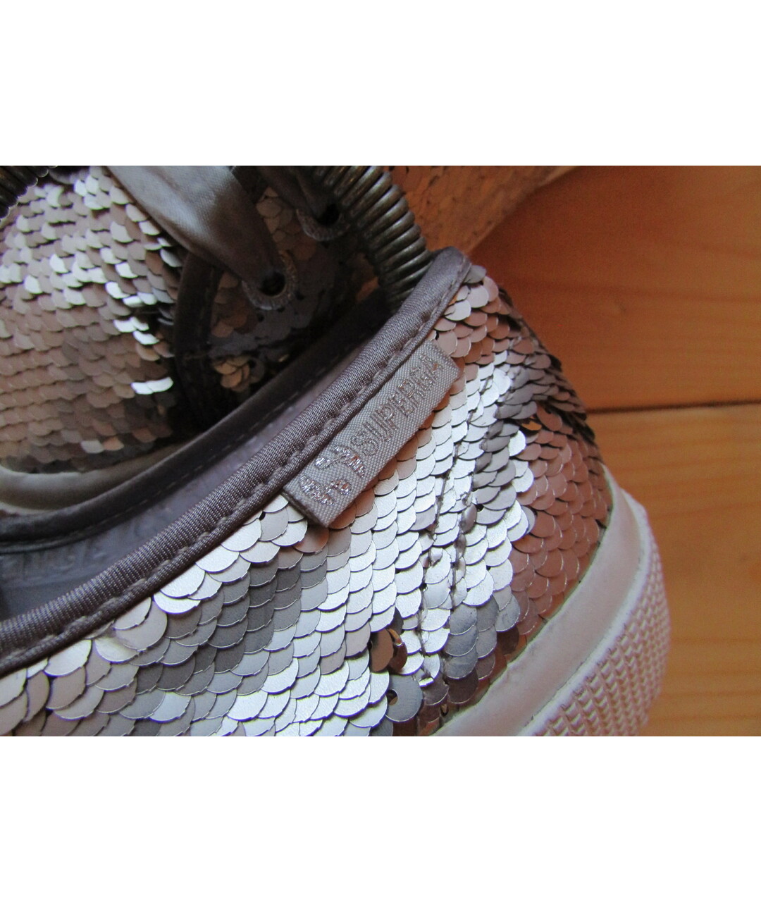 SUPERGA Серебряные текстильные кроссовки, фото 7
