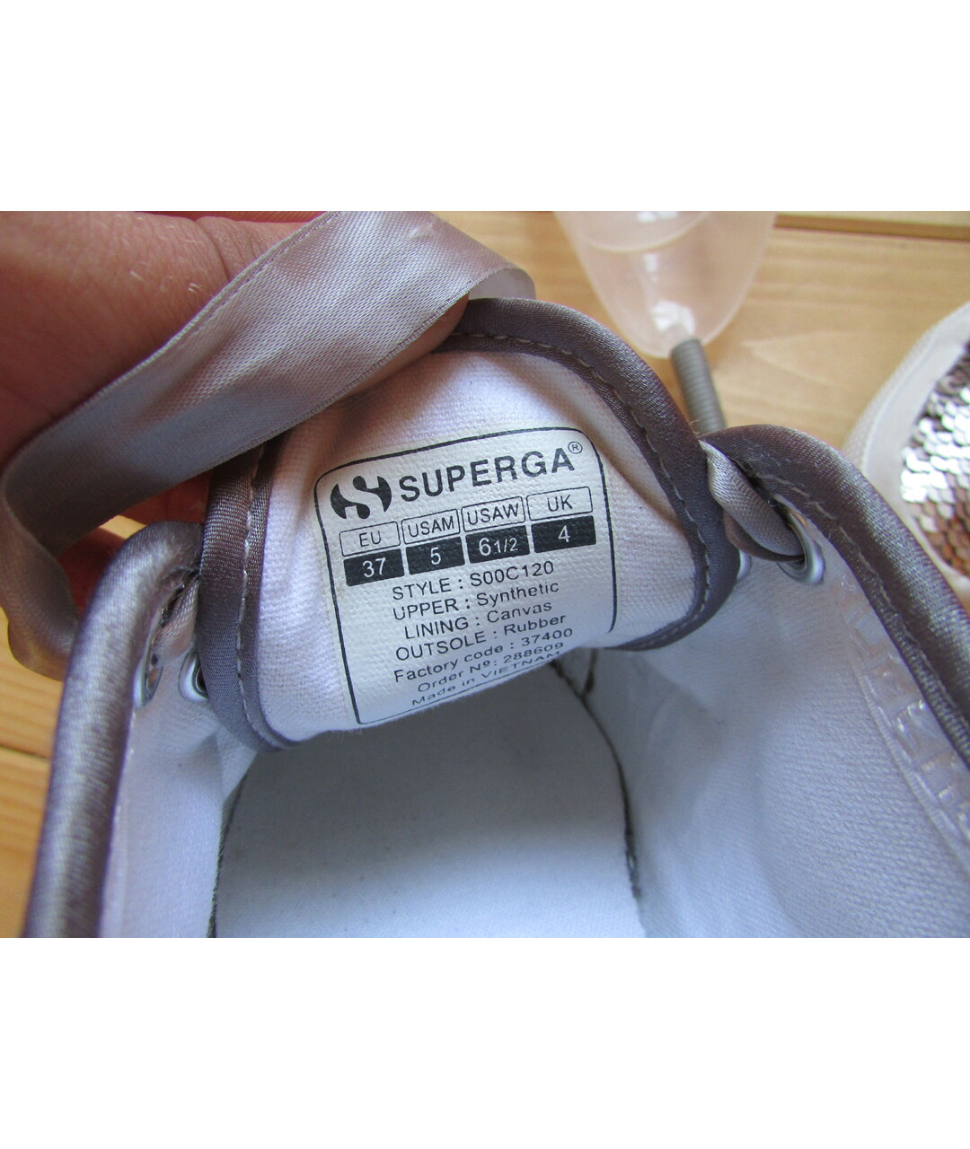 SUPERGA Серебряные текстильные кроссовки, фото 6