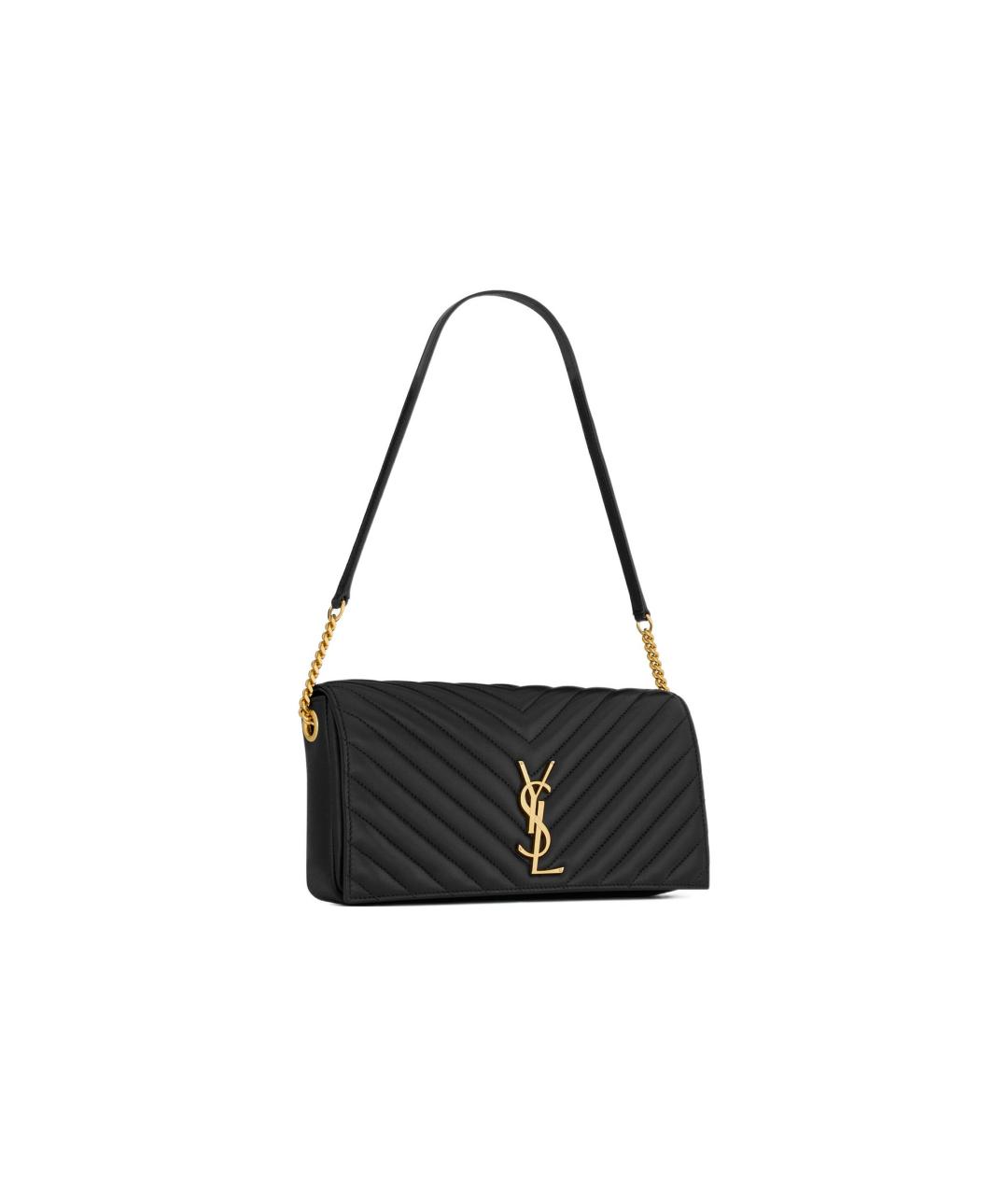 SAINT LAURENT Черная кожаная сумка через плечо, фото 2