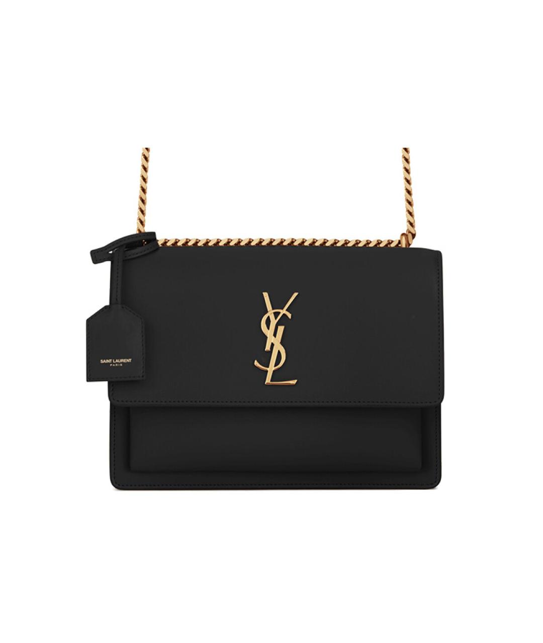 SAINT LAURENT Черная кожаная сумка через плечо, фото 1