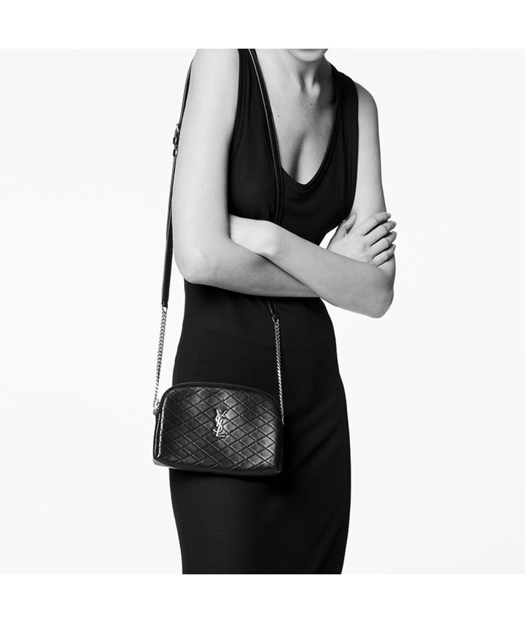 SAINT LAURENT Черная кожаная сумка через плечо, фото 6