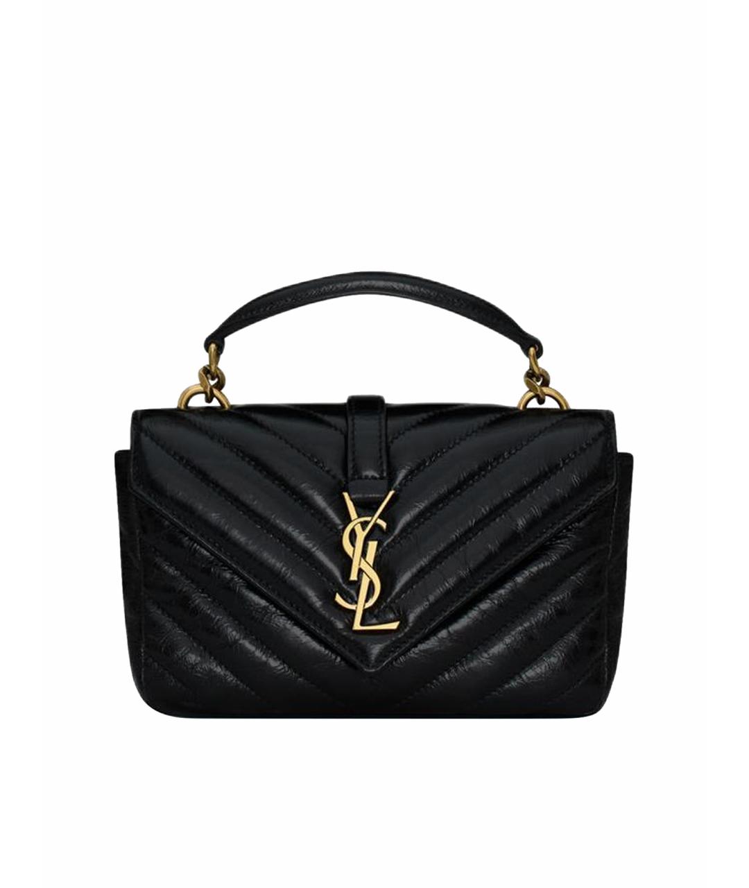 SAINT LAURENT Черная кожаная сумка через плечо, фото 1