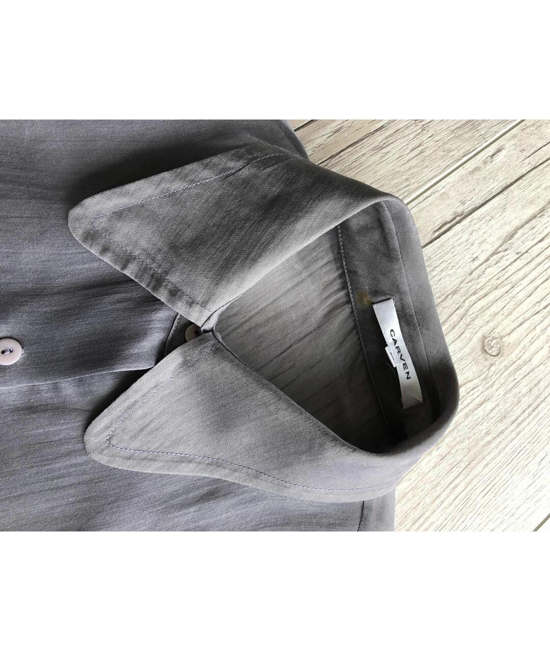 CARVEN Серая шелковая рубашка, фото 8