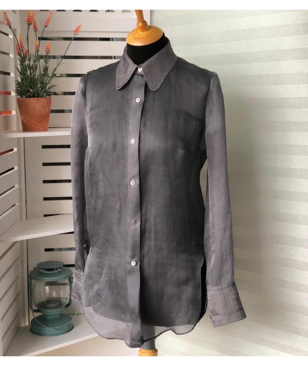 CARVEN Серая шелковая рубашка, фото 9