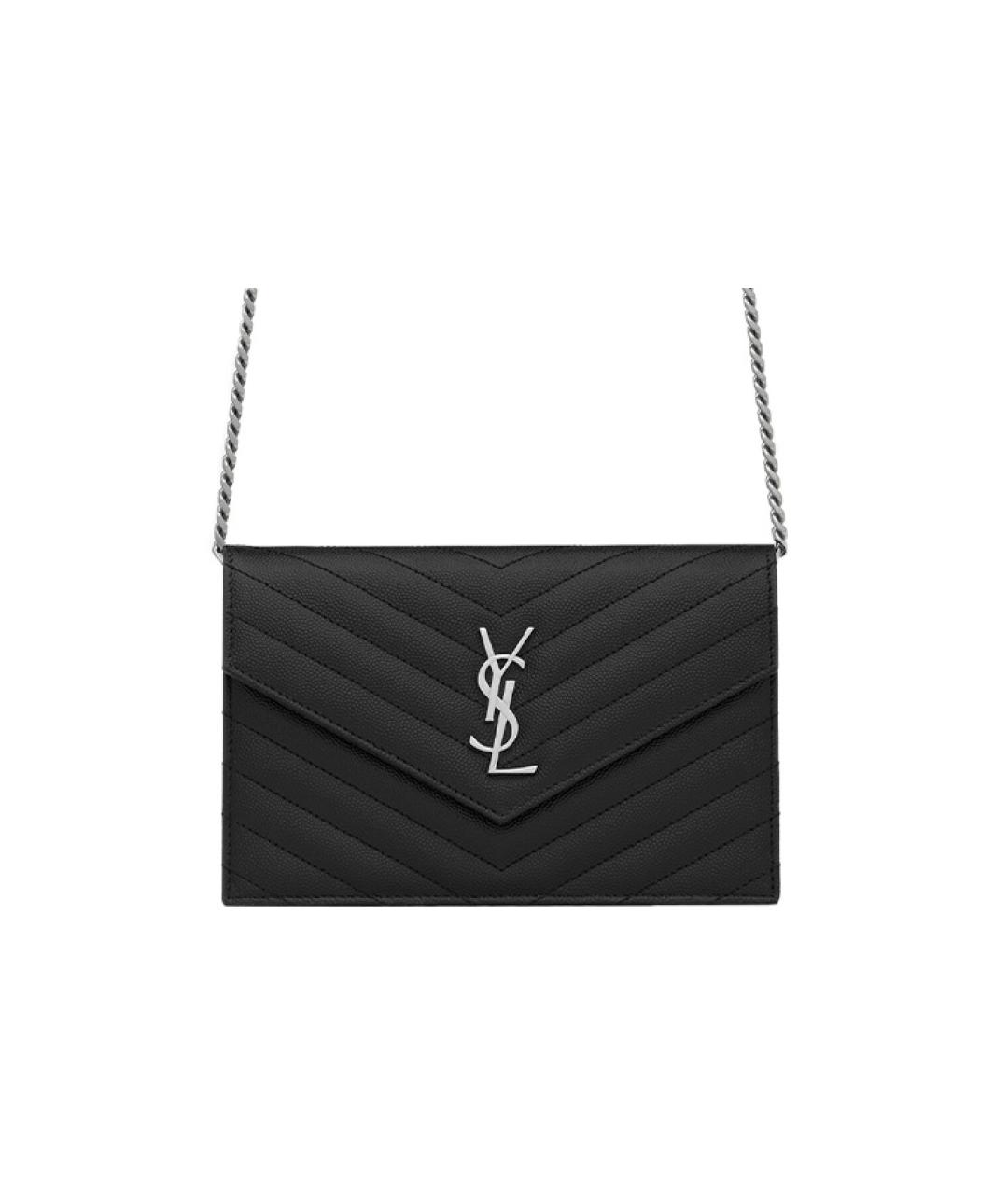 SAINT LAURENT Черная кожаная сумка через плечо, фото 2