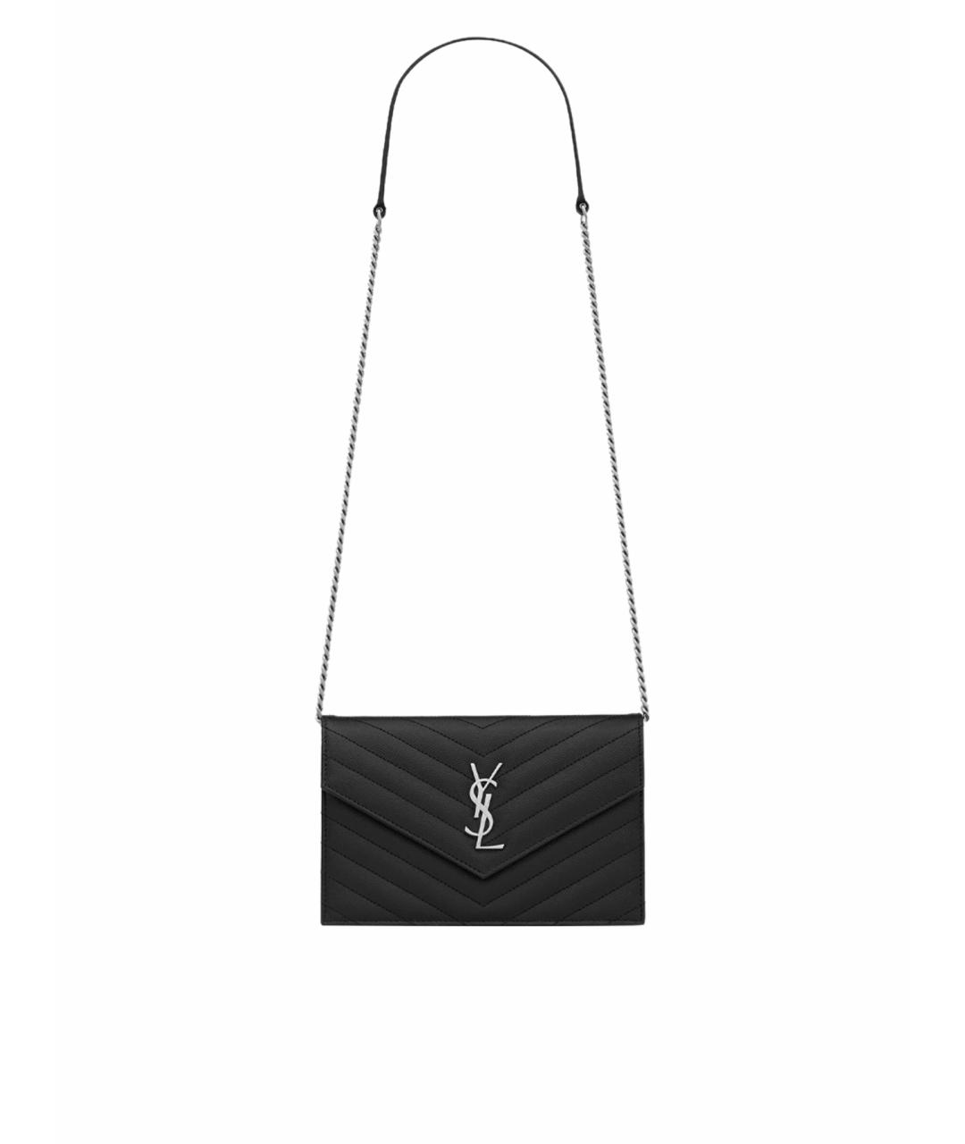 SAINT LAURENT Черная кожаная сумка через плечо, фото 1