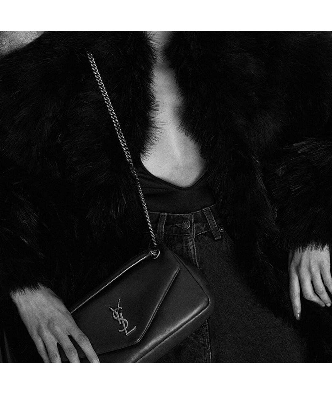 SAINT LAURENT Черная кожаная сумка через плечо, фото 4