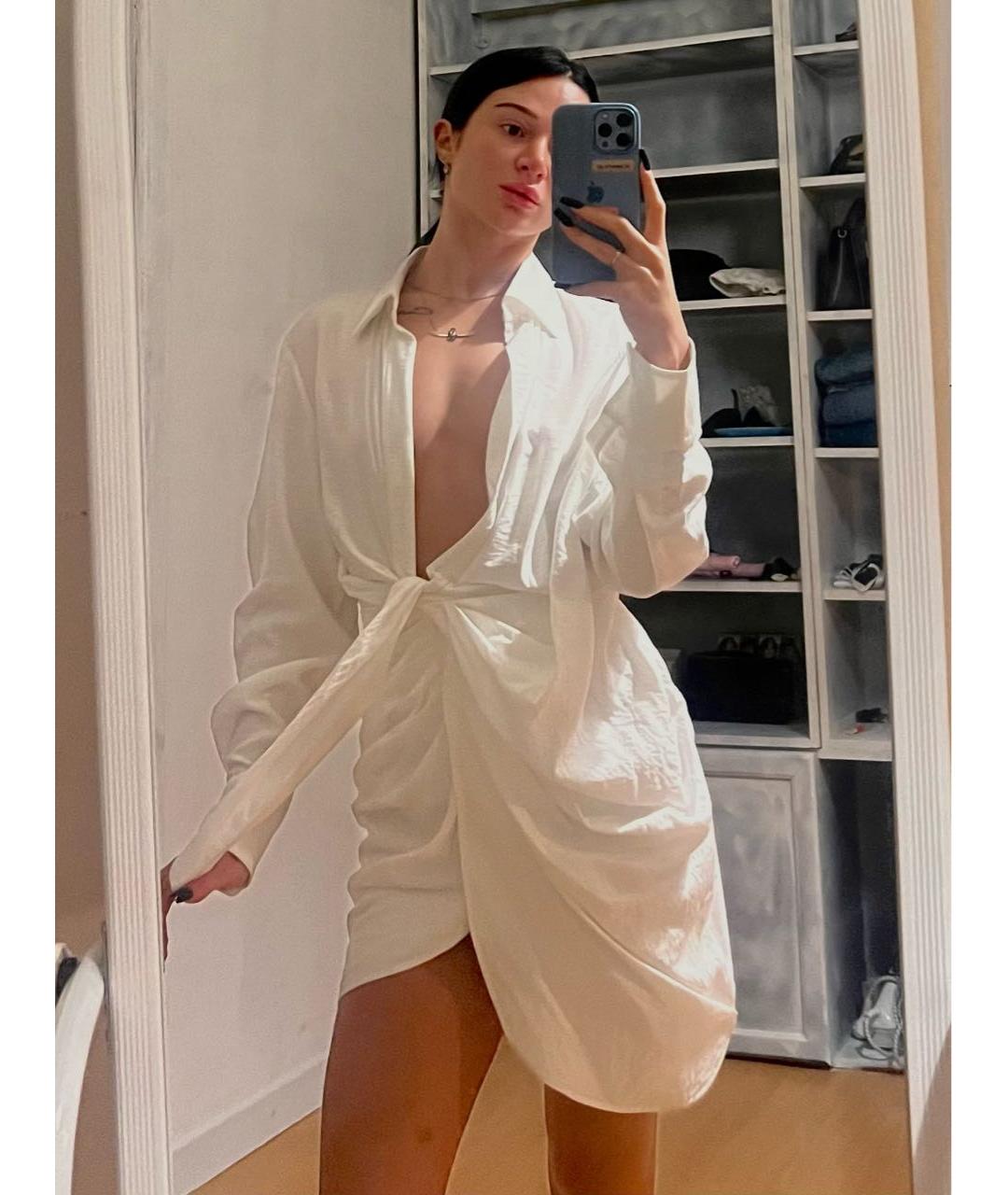 JACQUEMUS Белое вискозное коктейльное платье, фото 2