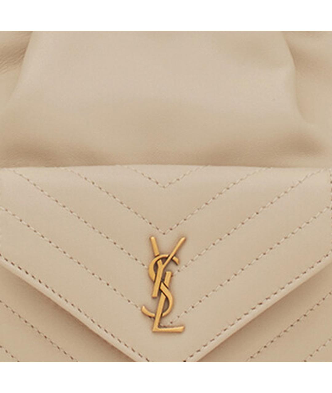 SAINT LAURENT Бежевая кожаная сумка через плечо, фото 8