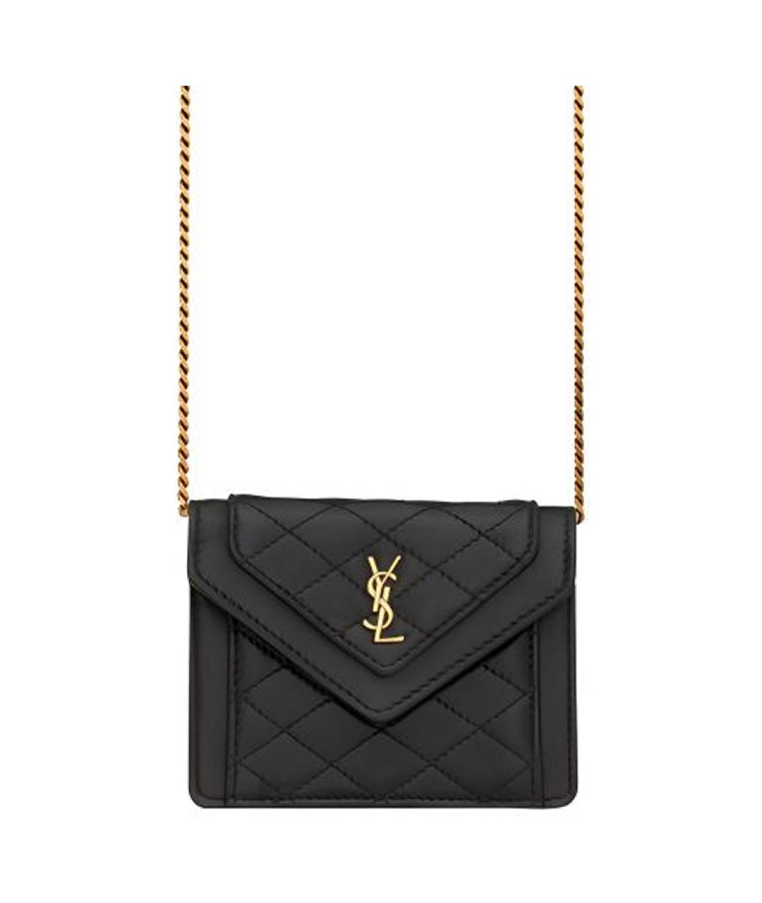SAINT LAURENT Черная кожаная сумка через плечо, фото 2
