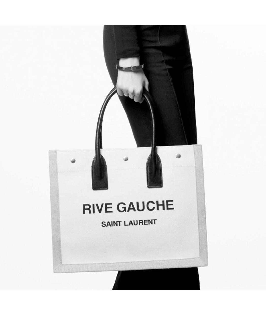 SAINT LAURENT Белая хлопковая сумка через плечо, фото 5