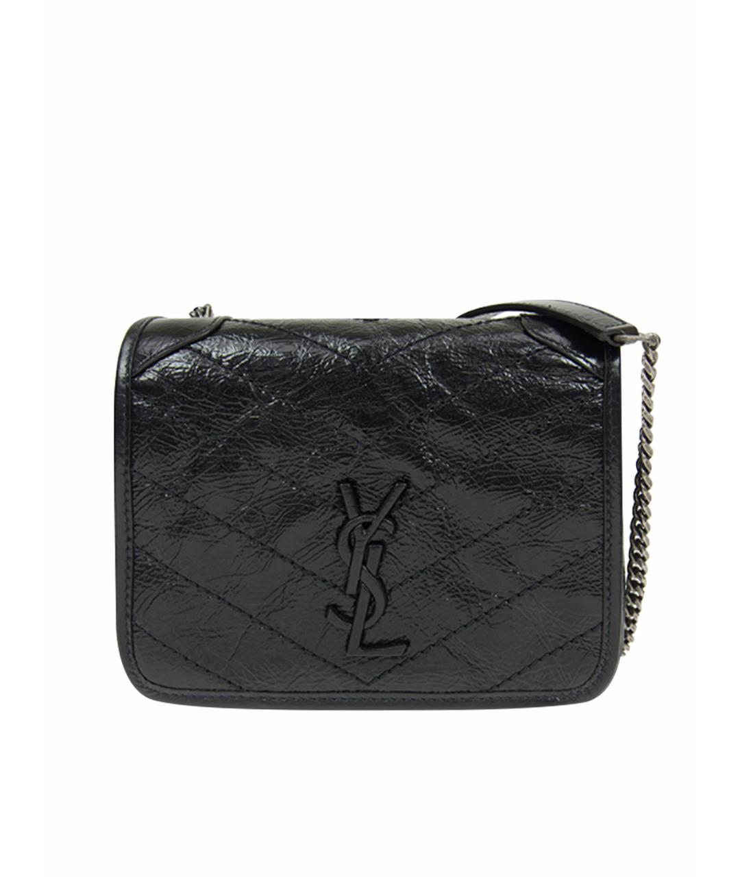 SAINT LAURENT Черная кожаная сумка через плечо, фото 1
