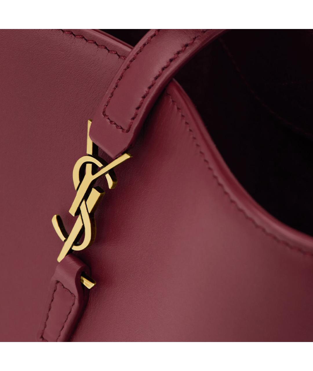 SAINT LAURENT Бордовая кожаная сумка через плечо, фото 5
