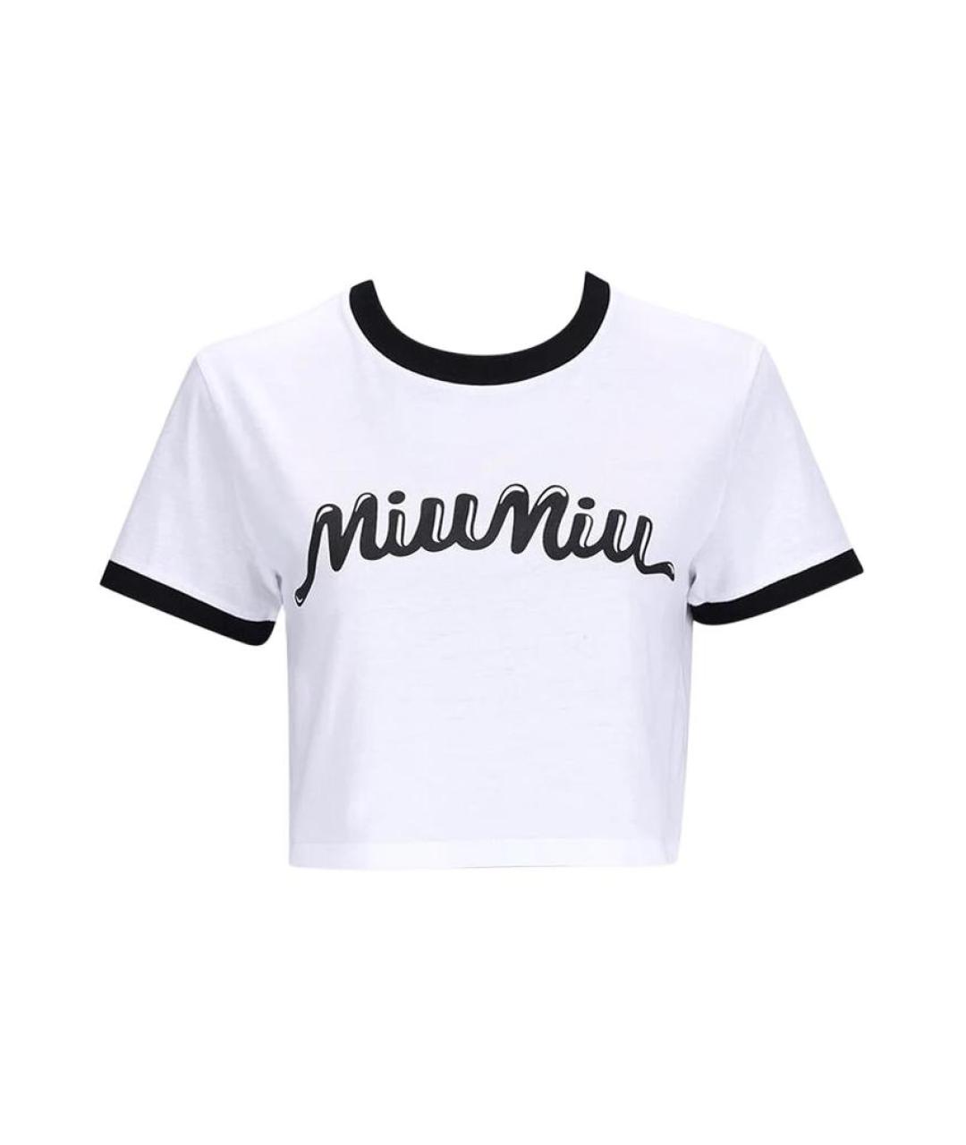 MIU MIU Белая хлопковая футболка, фото 1