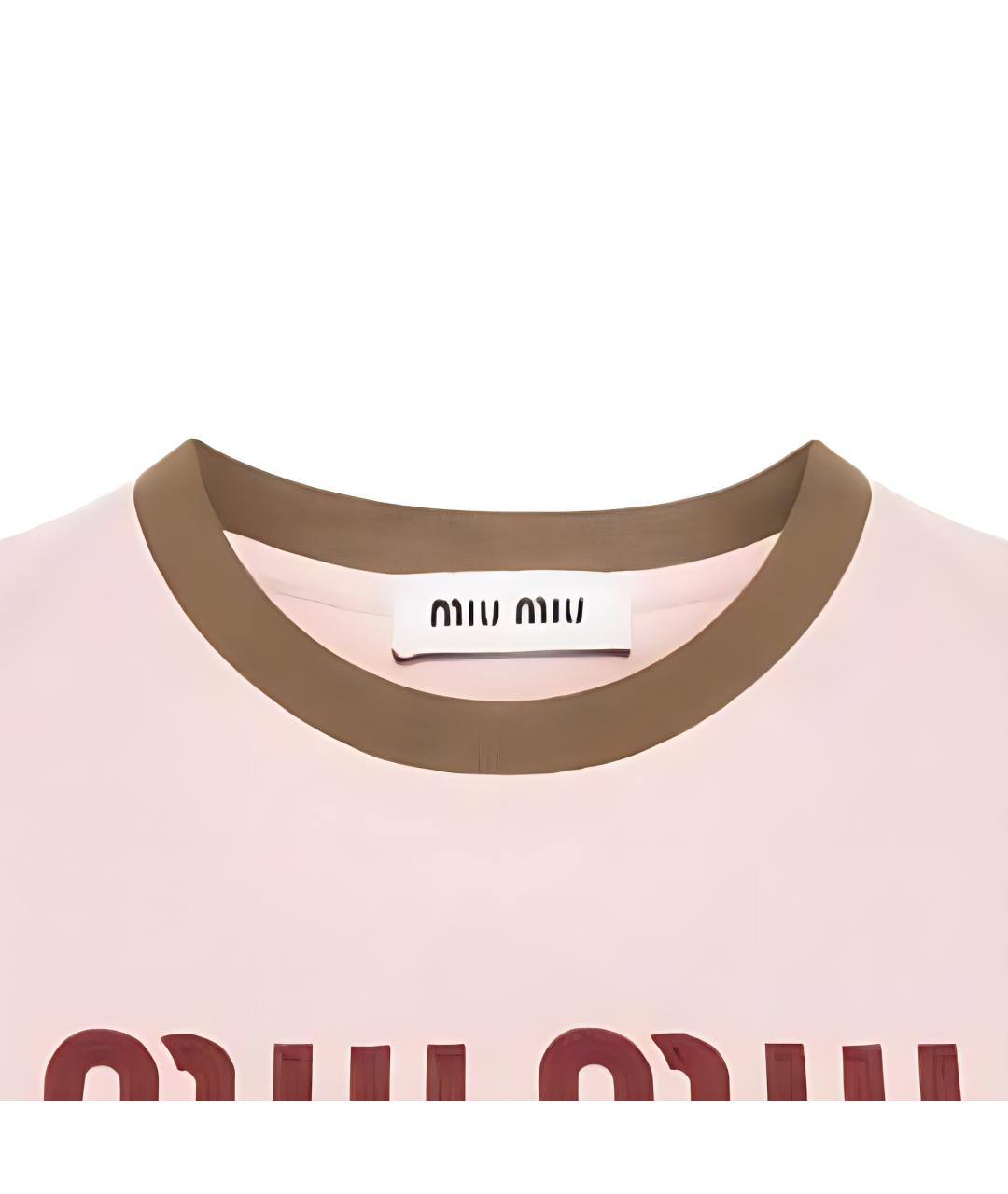 MIU MIU Розовая хлопковая футболка, фото 2