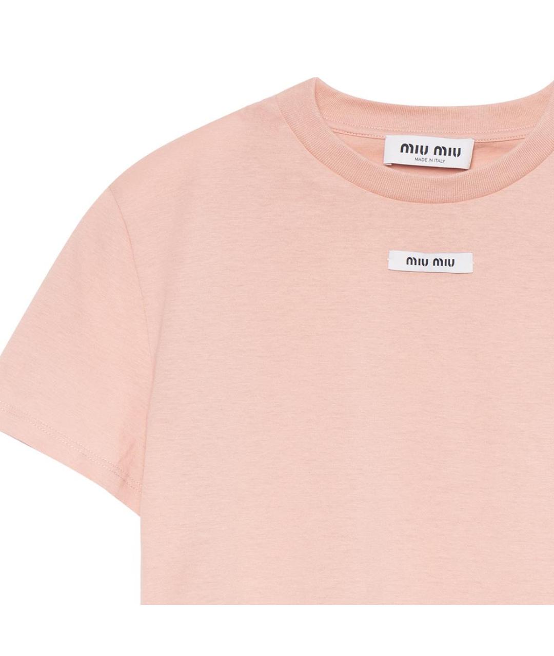 MIU MIU Розовая хлопковая футболка, фото 3