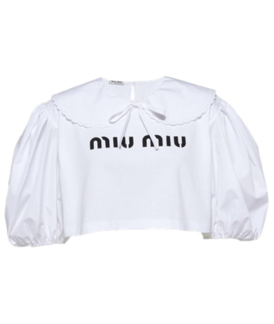 MIU MIU Белая хлопковая футболка, фото 1