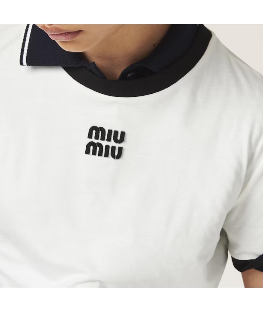MIU MIU Белая хлопковая футболка, фото 4