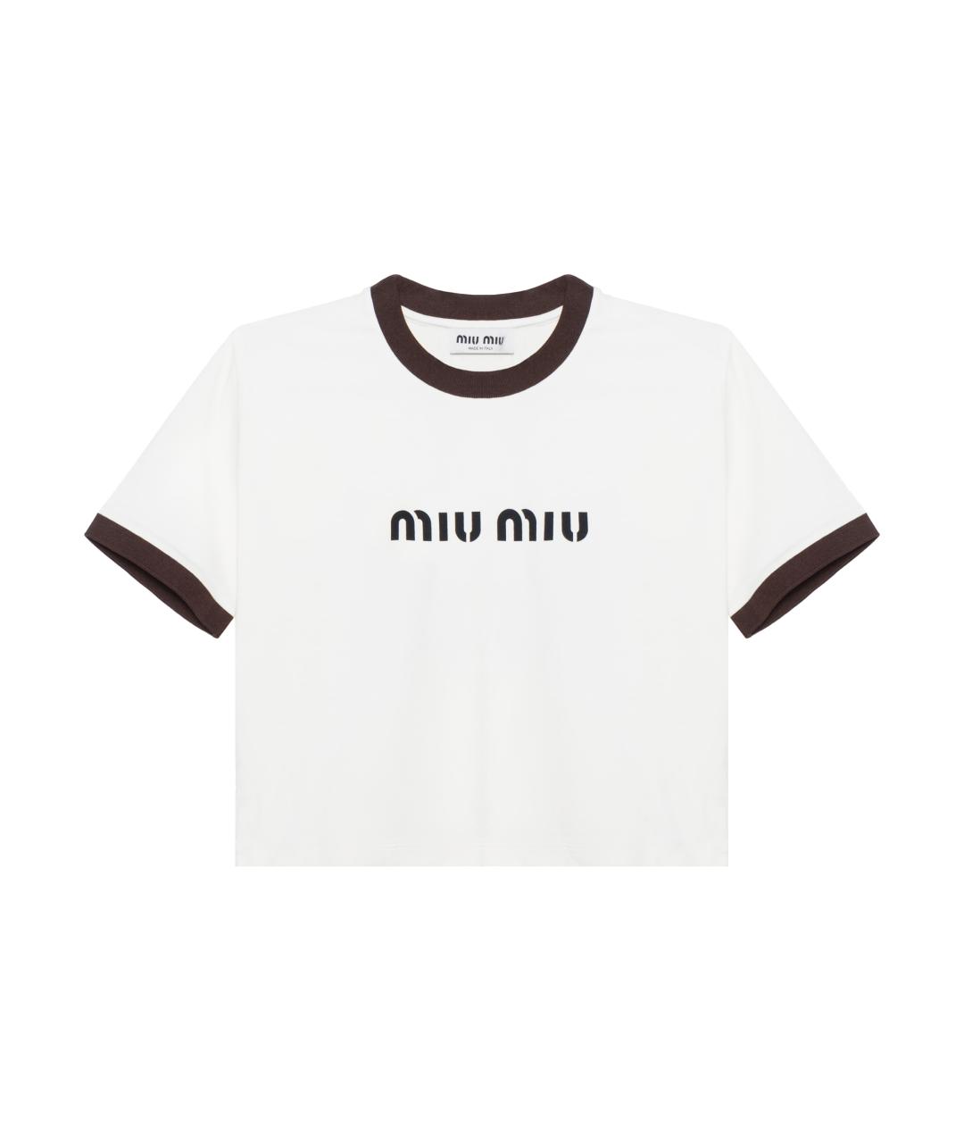 MIU MIU Белая хлопковая футболка, фото 1