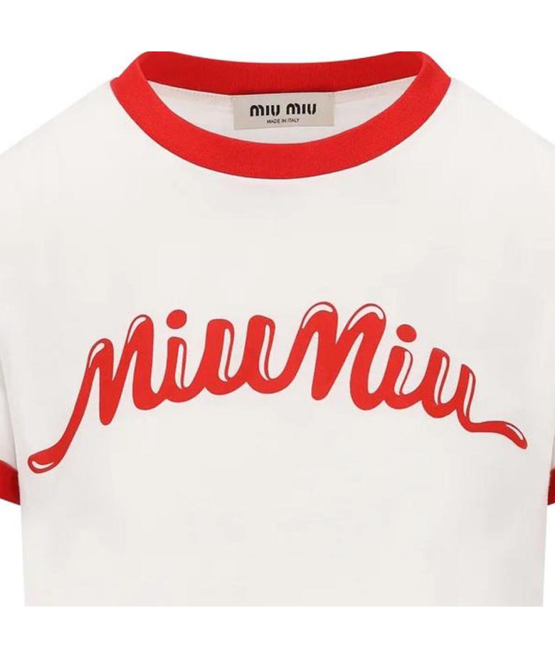 MIU MIU Белая хлопковая футболка, фото 3