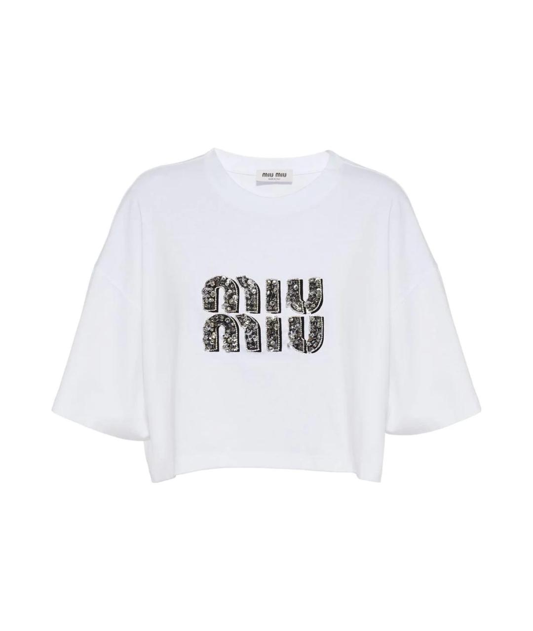 MIU MIU Белая хлопковая футболка, фото 1