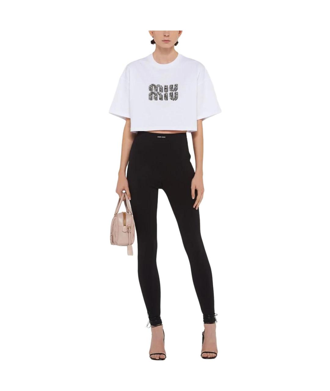 MIU MIU Белая хлопковая футболка, фото 2